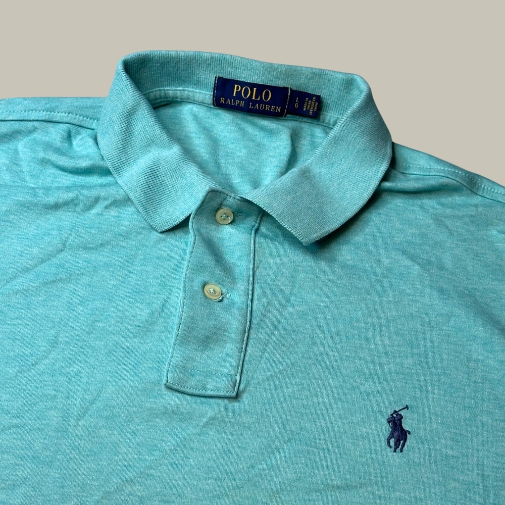 Polo Ralph Lauren Polo Shirt Mens Large 710565916034 Teal Heathered Pony Logo
